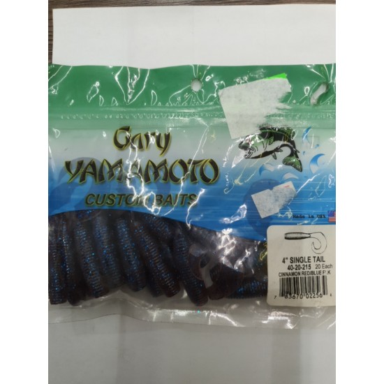Силикон GARY YAMAMOTO 40-20-215 SINGLE TAIL 4 CINNAMON RED/BLUE FLK