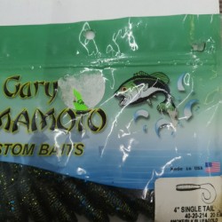 Силикон GARY YAMAMOTO 40-20-214 SINGLE TAIL 4. SMOKE/BLUE&GOLD