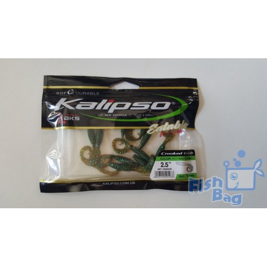 Силікон Kalipso Crooked Grub 2.5 117 Motor Oil Green