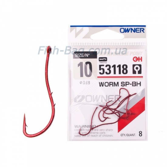 Гачки ОWNER 53118 Worm SP-BH No10